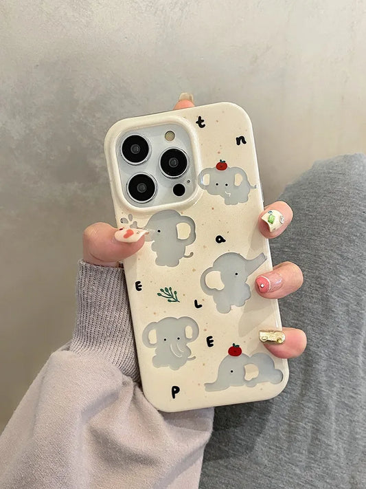 Elephant Hollow Out Cartoon Cute Phone Case Shockproof Silicone Back Cover