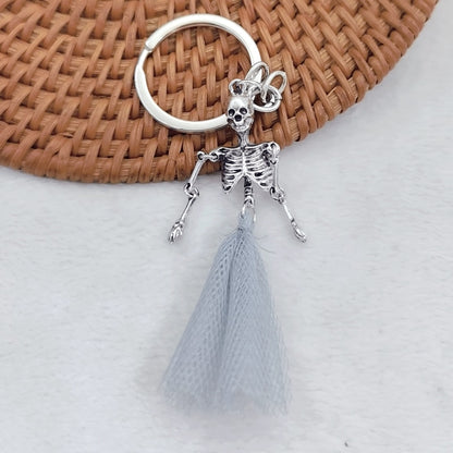 Foldable Skull Pendant Keychain Antique Metal Alloy