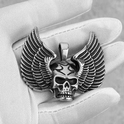 Fallen Angel Wings Skull Necklace Pendant