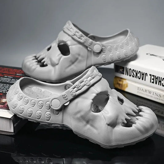 Skull Design Garden Sandals Outdoor Slide Thick Sole Platform Non-slip