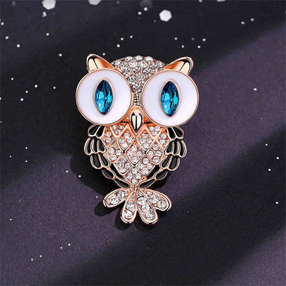 Owl Blue Eyes Cute Brooches Rhinestone