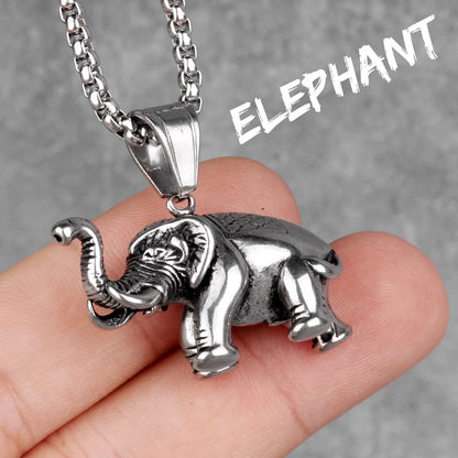 Elephant Long Necklaces Pendants Stainless Steel