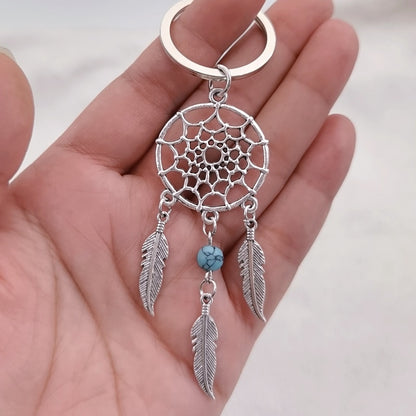 Native Dream Catcher Feather Wind Turquoise Beads Keychain Bohemian Indian Style