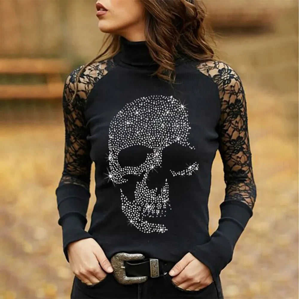 Skull T-Shirt Autumn Y2k Gothic Tee Long Sleeve