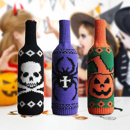 Skull Wine Bottle Bag Cover Knitted