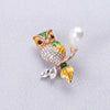 Owl Enamel Brooches Rhinestone