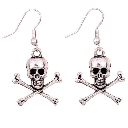Silver Plated Skull Pirate Earrings