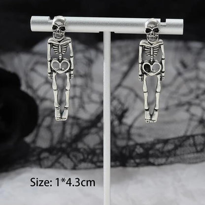 Skeleton Skull Earrings Retro Punk Metal