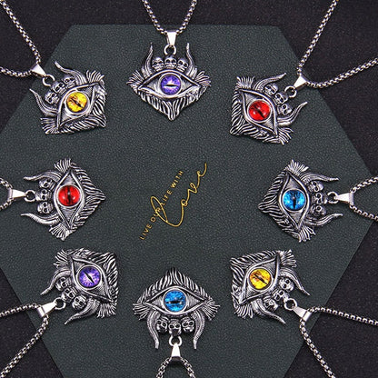 Skull Demon Eye Pendant Necklace