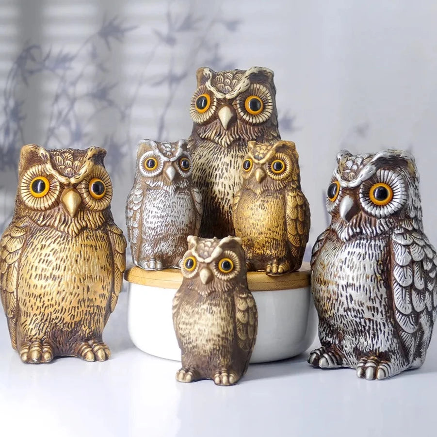 Owl Figurines Statue Sculpture Resin