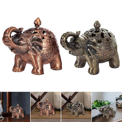 Elephant Incense Burner Metal Incense Holder With Lid