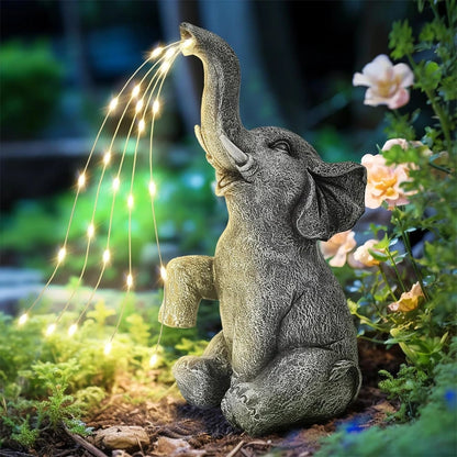 Elephant Statues String Solar Lights for Garden Decor Outdoor