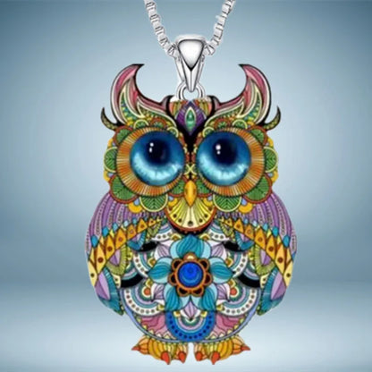 Owl Painted Necklace Stainless Steel