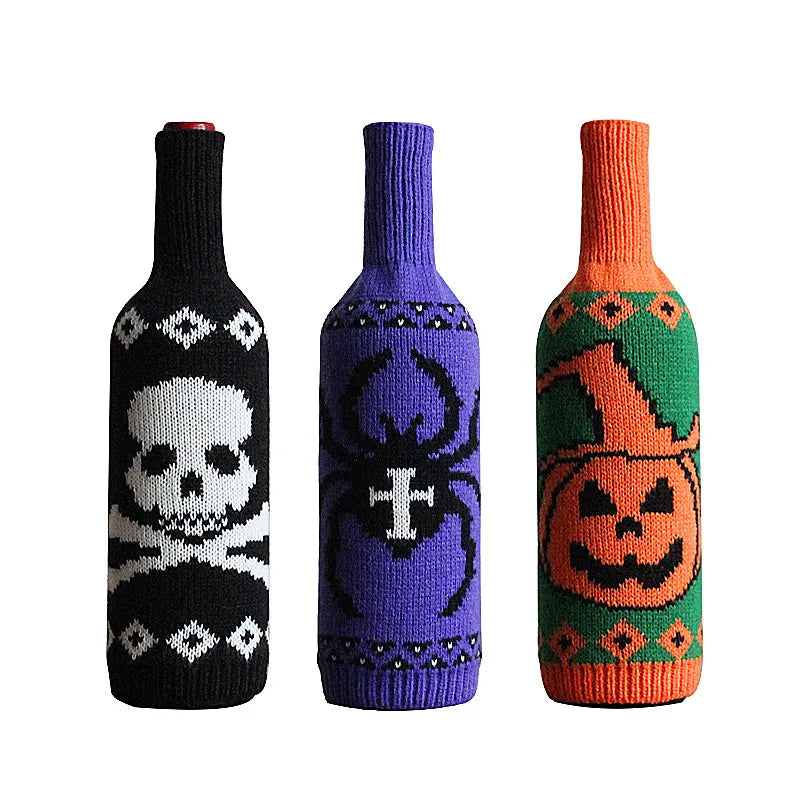 Skull Wine Bottle Bag Cover Knitted