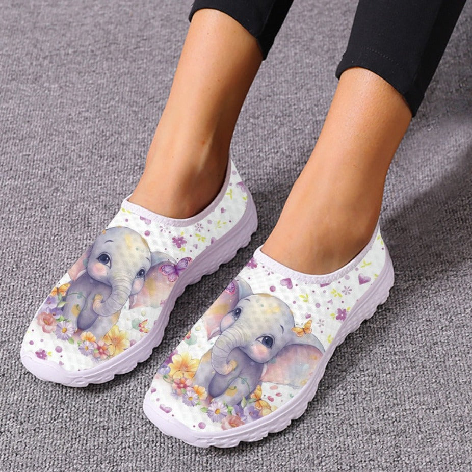 Elephant Flats Mesh Shoes Breathable Slip-on