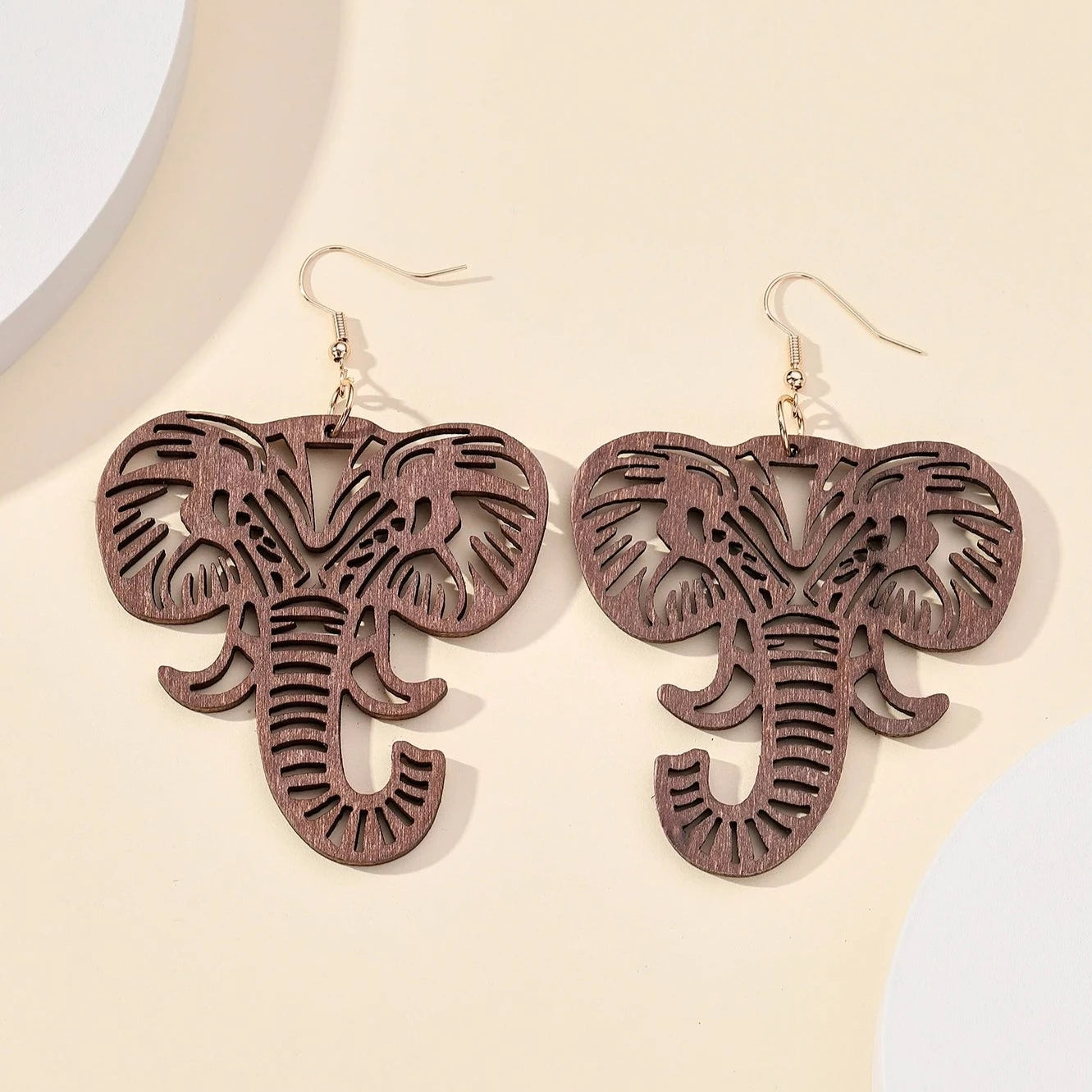 Elephant Wooden Dangle Earrings