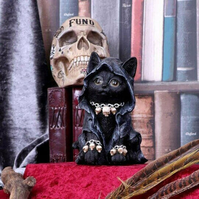 Gothic Black Cloaked Cat Resin Statue Halloween