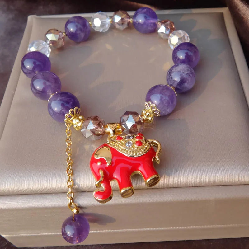 Elephant Pendant Adjustable Bangles Crystal Bracelets