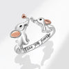 Elephant Mother Child Ring Silver Color