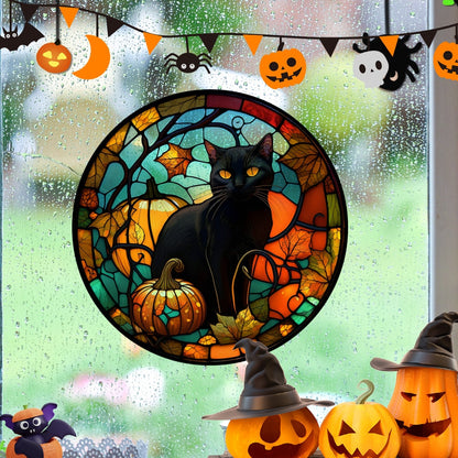 Halloween Cat PVC Window Glass Stickers Glue Free