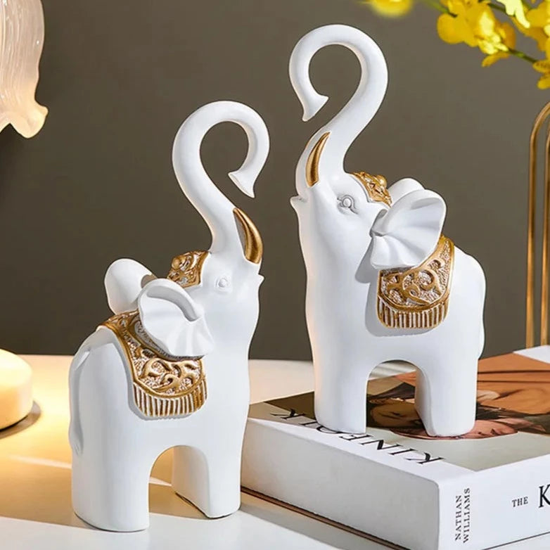 Elephant Resin Couple  Figurines