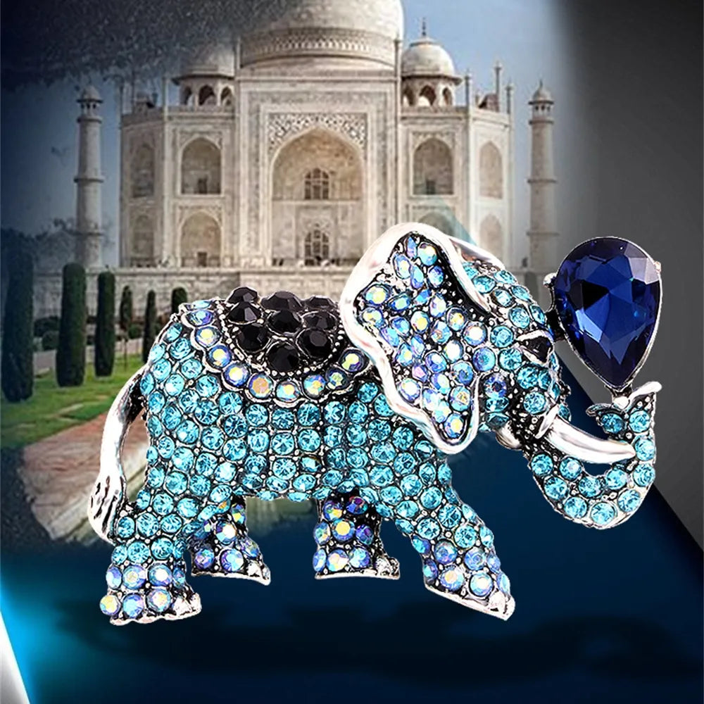 Elephant Rhinestone Brooches Metal