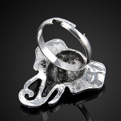 Silver Color Plated Elephant Head Ring