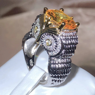 Owl Shape Orange Zirconia Ring