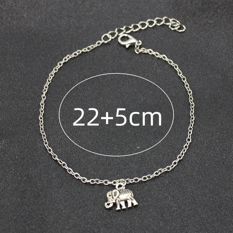 Elephant Anklets Silver Color Leg Bracelet