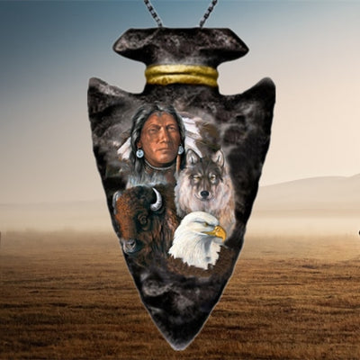 Native Totem Animal Triangle Pendant Necklace