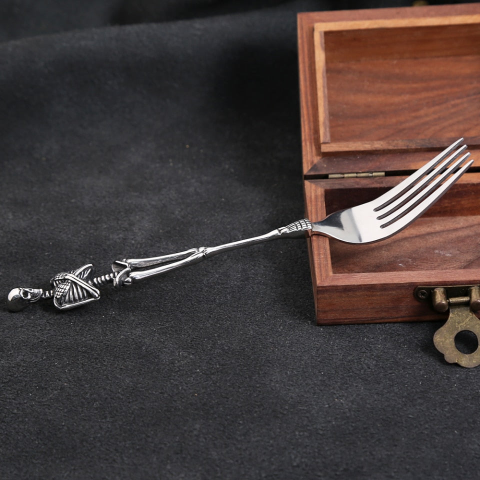 Skull Fork Spoon Stainless Steel