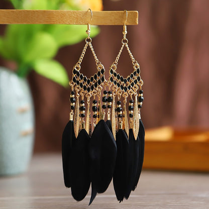 Native Feather Earrings Dangle Beaded