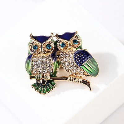 Owl Brooches Scarf Clip Crystal