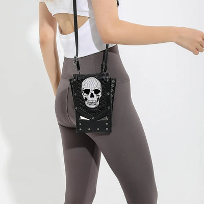 Skull Bag PU Leather Black Crossbody