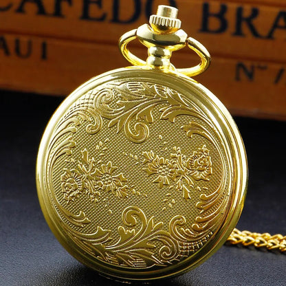 Owl White Dial Golden Quartz Pocket Watch