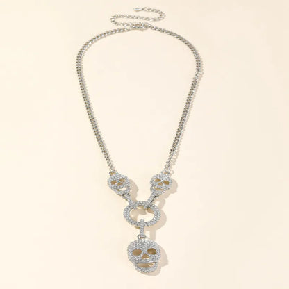 Skull Rhinestone Pendant Necklace