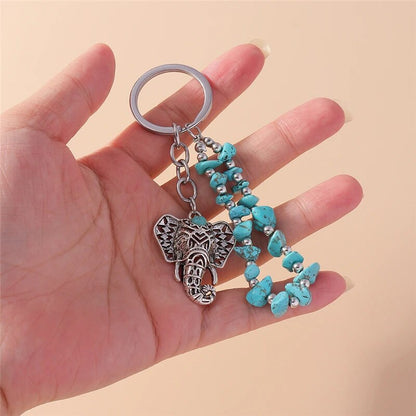 Elephant Turquoise Stone Keychain