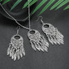 Native Alloy Feather Tassel Round Carved Earrings Sets