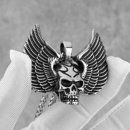 Fallen Angel Wings Skull Necklace Pendant