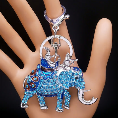 Auspicious Elephant Keyring Chain Crystal