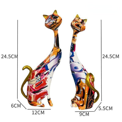 Painted Graffiti Cat Resin Abstract Statue