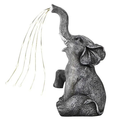 Elephant Statue Resin With Solar-Powered LED Light Garden Ornament