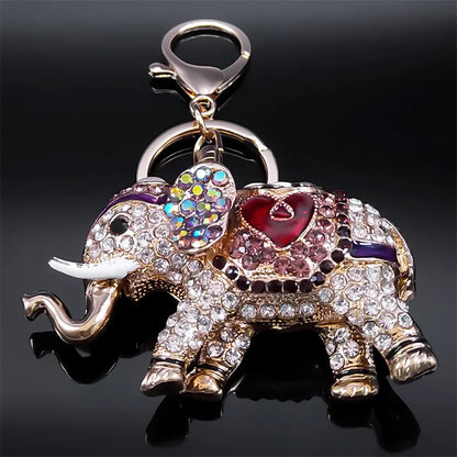 Elephant Alloy Keychain With Rhinestones