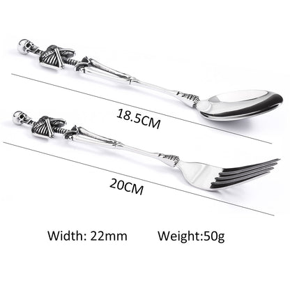 Skull Fork Spoon Stainless Steel