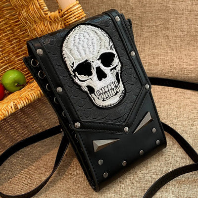 Skull Bag PU Leather Black Crossbody