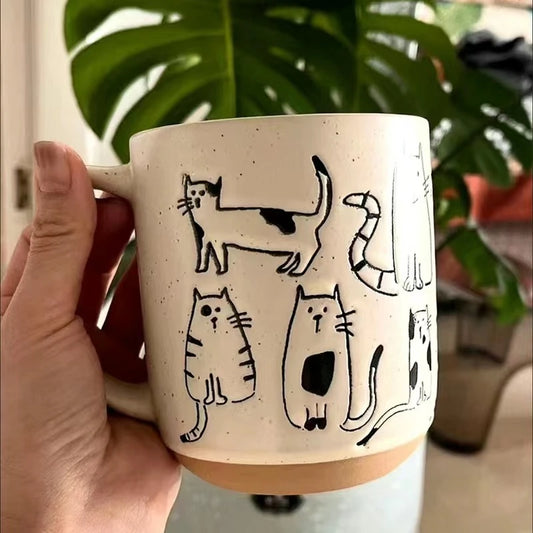 Cat Ceramic Mug Cartoon Large Capacity