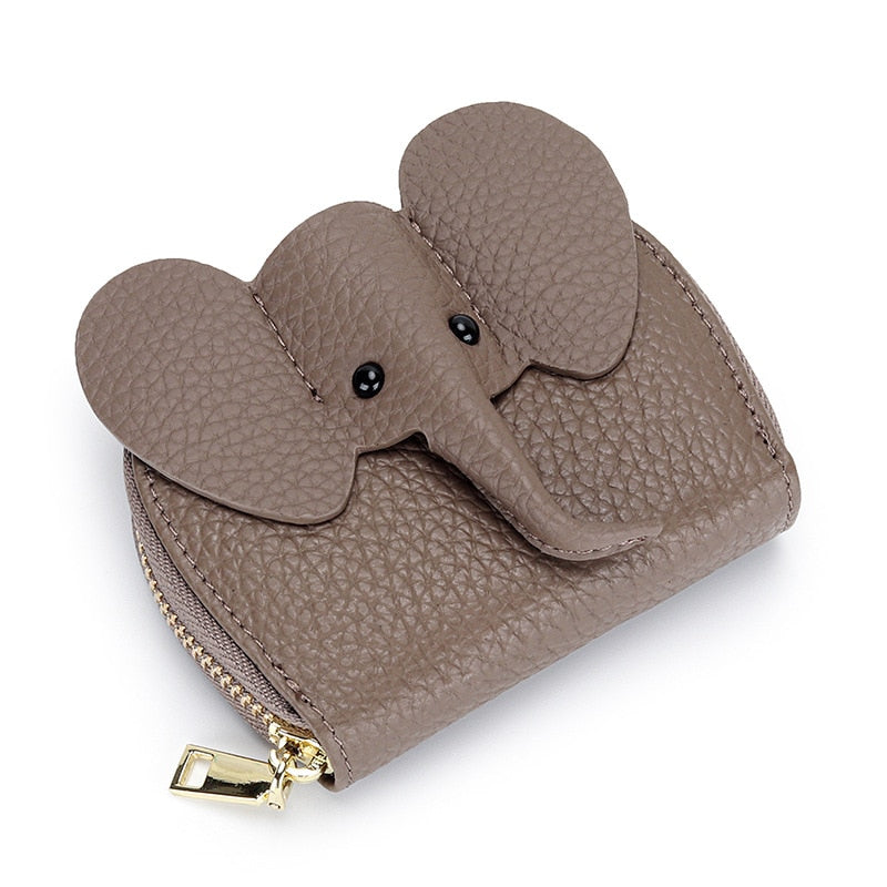 Women Card Holders Elephant Leather Fashion Wallet Zipper Purse