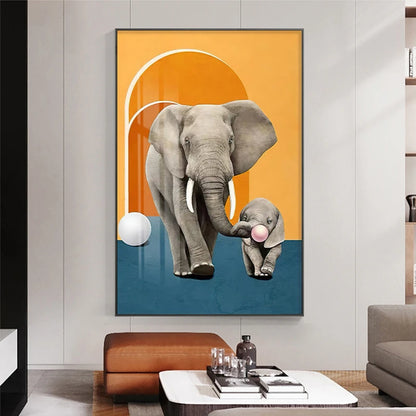 Elephant Child Animal Canvas Painting Wall Art