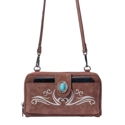 Native Boho Style Crossbody Bag With Turquoise Accents