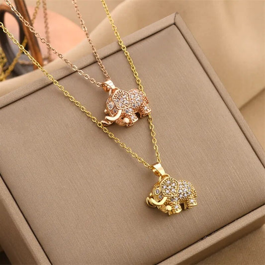 Elephant Cubic Zirconia Pendant Necklace